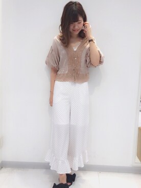 「ドット柄」｜ま つ ゆ か ◡̈*さん（レディース・166cm）の春コーディネート
