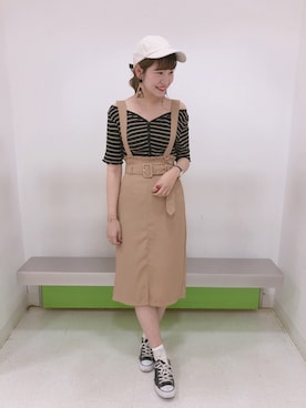「nice claup」｜「アイテム（キャップ）」を使った、ま つ ゆ か ◡̈*さん（レディース・166cm）の夏コーディネート