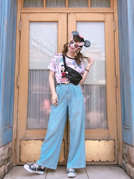 「アイテム（ボディバッグ/ウエストポーチ）」を使った、ま つ ゆ か ◡̈*さん（レディース・166cm）の夏コーディネート