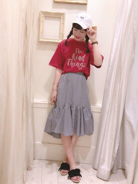 「nice claup」｜「アイテム（キャップ）」を使った、ま つ ゆ か ◡̈*さん（レディース・166cm）の夏コーディネート