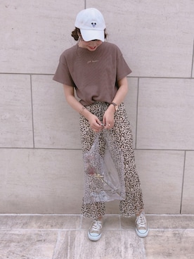 「nice claup」｜「アイテム（キャップ）」を使った、ま つ ゆ か ◡̈*さん（レディース・166cm）の夏コーディネート