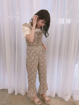 「nice claup」｜「アイテム（サロペット/オーバーオール）」を使った、ま つ ゆ か ◡̈*さん（レディース・166cm）の夏コーディネート