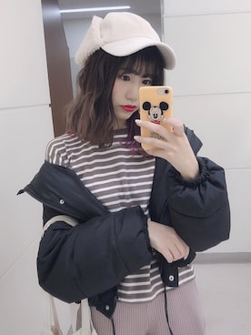 「アイテム（ダウンジャケット/コート）」を使った、ま つ ゆ か ◡̈*さん（レディース・166cm）の春コーディネート