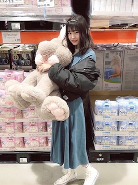 「アイテム（ダウンジャケット/コート）」を使った、ま つ ゆ か ◡̈*さん（レディース・166cm）の春コーディネート