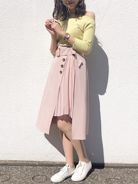 「アイテム（アナログ腕時計）」を使った、ま つ ゆ か ◡̈*さん（レディース・166cm）の春コーディネート