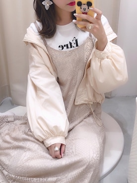 「one after another NICE CLAUP（ワンアフターアナザーナイスクラップ）のアイテム（ブルゾン）」を使った、ま つ ゆ か ◡̈*さん（レディース・166cm）の春コーディネート