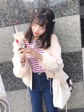 「one after another NICE CLAUP（ワンアフターアナザーナイスクラップ）のアイテム（ブルゾン）」を使った、ま つ ゆ か ◡̈*さん（レディース・166cm）の春コーディネート