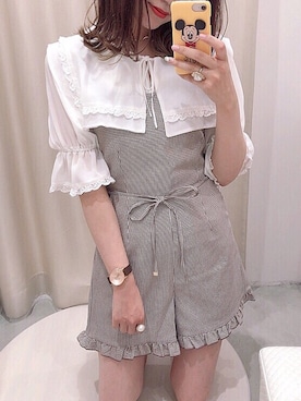 「アイテム（アナログ腕時計）」を使った、ま つ ゆ か ◡̈*さん（レディース・165cm）の夏コーディネート