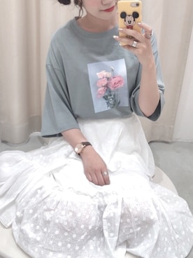 「アイテム（アナログ腕時計）」を使った、ま つ ゆ か ◡̈*さん（レディース・168cm）の夏コーディネート