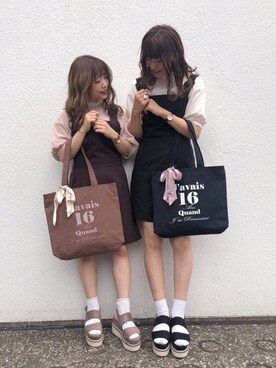 「nice claup」｜「アイテム（ジャンパースカート）」を使った、ま つ ゆ か ◡̈*さん（レディース・167cm）の夏コーディネート
