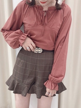 「シャーリング」｜ま つ ゆ か ◡̈*さん（レディース・167cm）の秋コーディネート