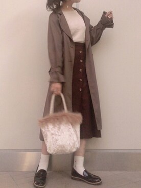 「nice claup」｜「アイテム（トレンチコート）」を使った、ま つ ゆ か ◡̈*さん（レディース・167cm）の秋コーディネート