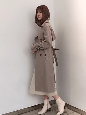 「nice claup」｜「アイテム（トレンチコート）」を使った、ま つ ゆ か ◡̈*さん（レディース・167cm）の春コーディネート