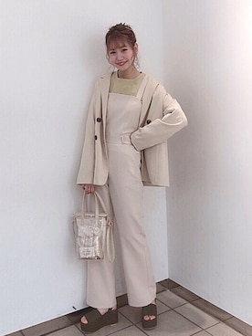 「アイテム（サンダル、グリーン系）」を使った、ま つ ゆ か ◡̈*さん（レディース・167cm）の春コーディネート