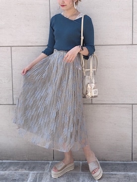 「アイテム（サンダル、ゴールド系）」を使った、ま つ ゆ か ◡̈*さん（レディース・167cm）の春コーディネート