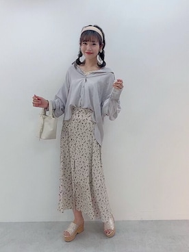 「シアーシャツ」｜ま つ ゆ か ◡̈*さん（レディース・167cm）の春コーディネート