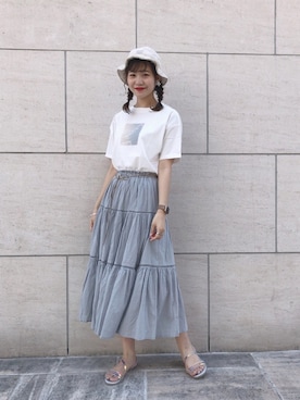 「ティアードスカート」｜ま つ ゆ か ◡̈*さん（レディース・167cm）の夏コーディネート