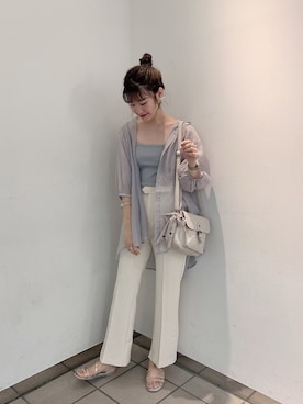 「アイテム（キャミソール、ブルー系）」を使った、ま つ ゆ か ◡̈*さん（レディース・167cm）の夏コーディネート