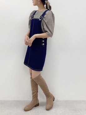 「one after another NICE CLAUP（ワンアフターアナザーナイスクラップ）のアイテム（ジャンパースカート）」を使った、ま つ ゆ か ◡̈*さん（レディース・167cm）の夏コーディネート