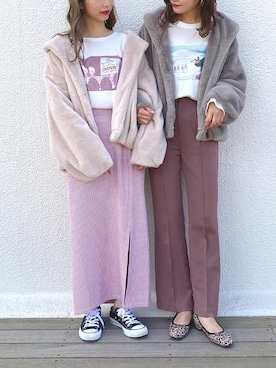 「nice claup」｜「アイテム（その他アウター）」を使った、ま つ ゆ か ◡̈*さん（レディース・167cm）の秋コーディネート