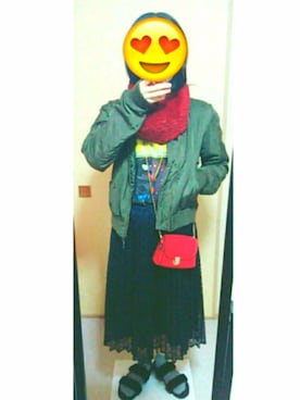 「BASE（ベース）のアイテム（ブルゾン）」を使った、けにょんさん（レディース・156cm）の冬コーディネート