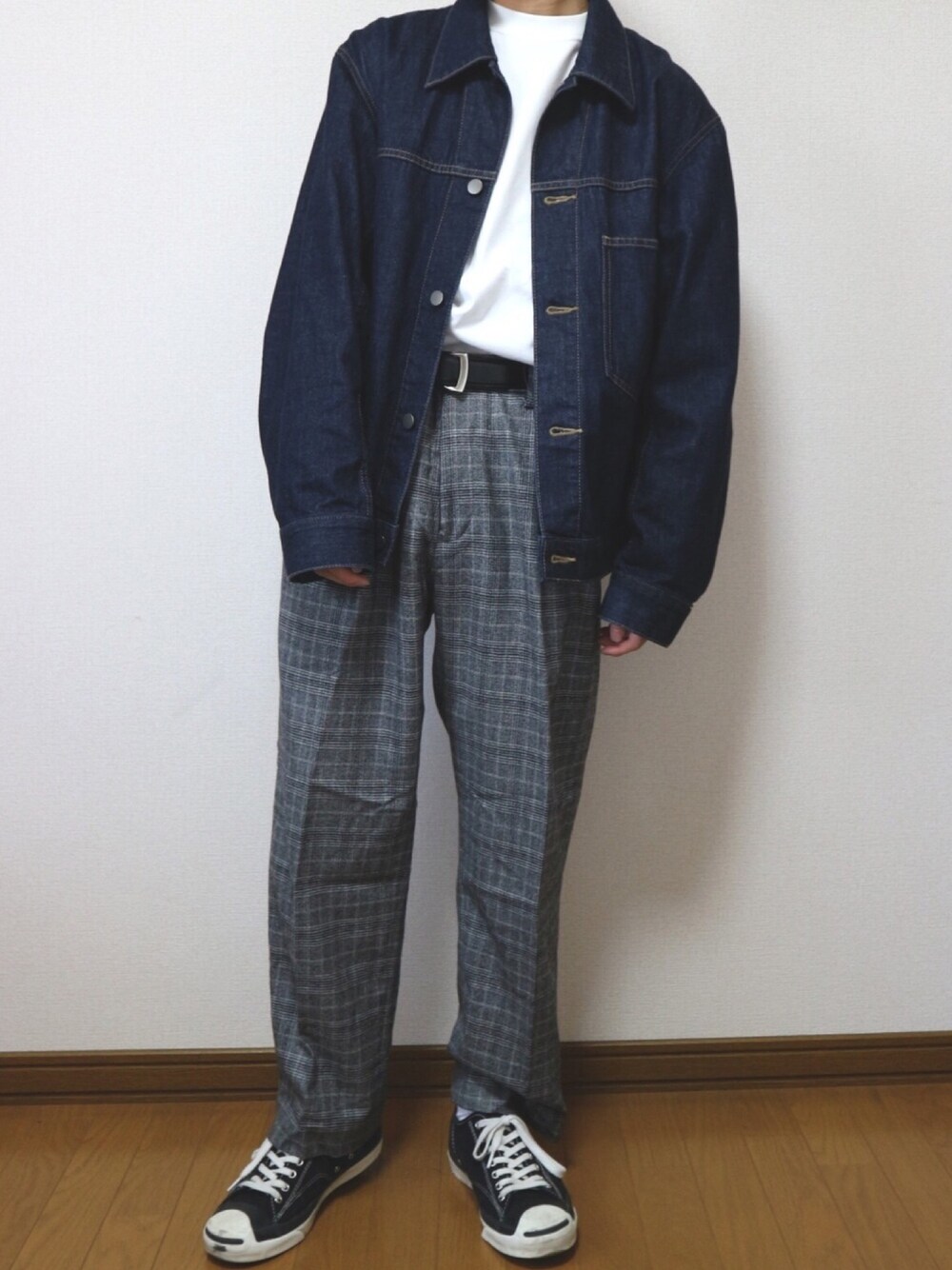 LIDNM（リドム）の「ウールチェックワイドスラックス（スラックス