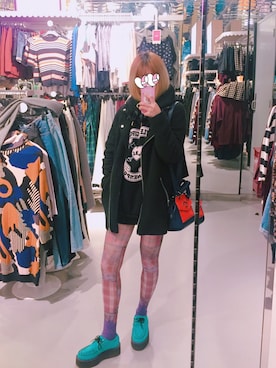 「MONKI（モンキ）のアイテム（ナイロンジャケット）」を使った、Liiiさん（レディース・160cm）の冬コーディネート