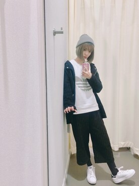 「MONKI（モンキ）のアイテム（ナイロンジャケット）」を使った、Liiiさん（レディース・160cm）の冬コーディネート