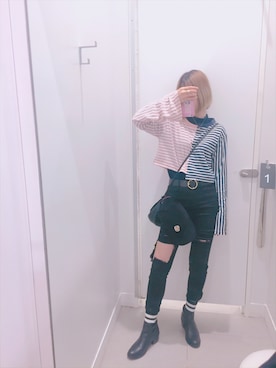 「chuu（チュー）のアイテム（帽子）」を使った、Liiiさん（レディース・160cm）の春コーディネート