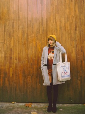 「MONKI（モンキ）のアイテム（カーゴパンツ）」を使った、Liiiさん（レディース・160cm）の冬コーディネート