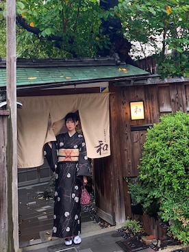 「kimono（キモノ）のアイテム」を使った、Liiiさん（レディース・160cm）の秋コーディネート