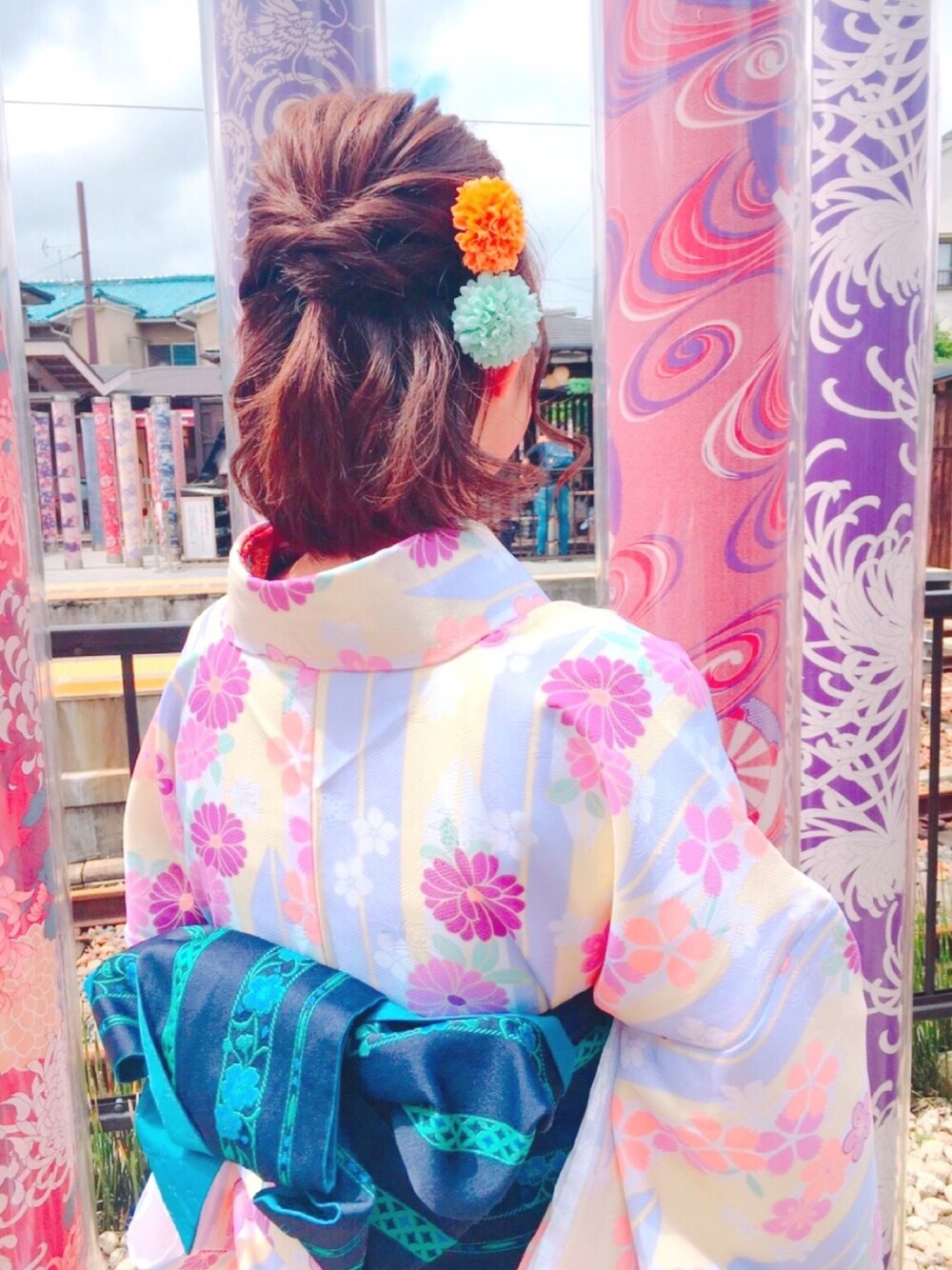 「京都旅行、着物女子、着物ヘア、髪飾り」｜「着物レンタルのアイテム（和装小物、その他）」を使った、risaaさん（レディース・155cm）の春コーディネートの1枚目の写真