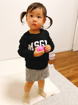 「MSGM（エムエスジーエム）のアイテム（スウェット）」を使った、＊®️eia＊さん（キッズ・80cm）の秋コーディネート
