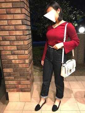 「ハイウエストストレートジーンズ」｜okayuさん（レディース・157cm）の冬コーディネート