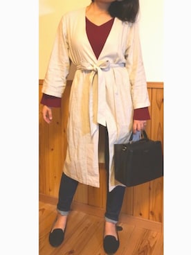 「UNIQLO（ユニクロ）のメリノブレンドベルスリーブセーター（長袖）（ニット/セーター）」を使った、okayuさん（レディース・157cm）の春コーディネート