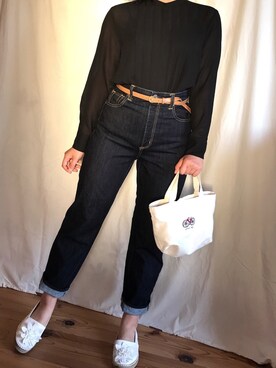 「ハイウエストストレートジーンズ」｜okayuさん（レディース・157cm）の春コーディネート