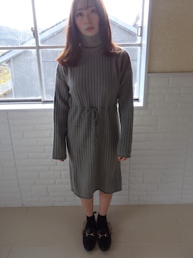 「ひざ丈スカート」｜「アイテム（ワンピース/ドレス）」を使った、favoriさん（レディース・155cm）の冬コーディネート