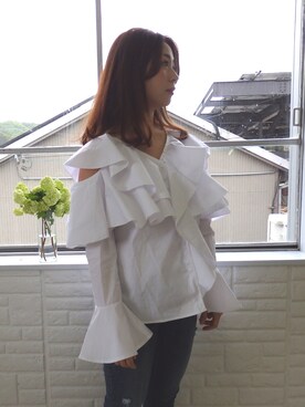 「フリルトップス」｜favoriさん（レディース・155cm）の春コーディネート