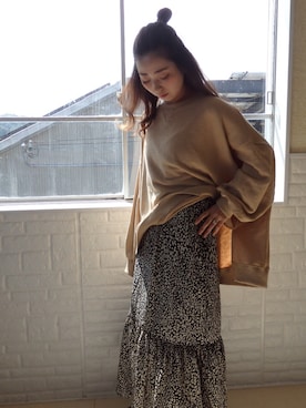 「ルーズフィット」｜「アイテム（スウェット）」を使った、favoriさん（レディース・155cm）の秋コーディネート