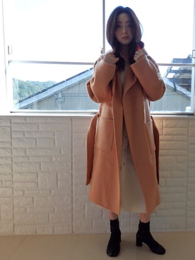 「フードコート」｜「アイテム（チェスターコート）」を使った、favoriさん（レディース・155cm）の秋コーディネート