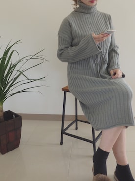 「リブタートルネック」｜「アイテム（ワンピース/ドレス）」を使った、favoriさん（レディース・155cm）の秋コーディネート