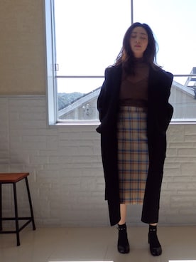 「フードコート」｜「アイテム（チェスターコート）」を使った、favoriさん（レディース・155cm）の秋コーディネート