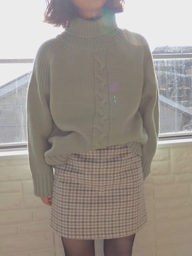 「ミントグリーン」｜「アイテム（ニット/セーター、その他）」を使った、favoriさん（レディース・155cm）の冬コーディネート