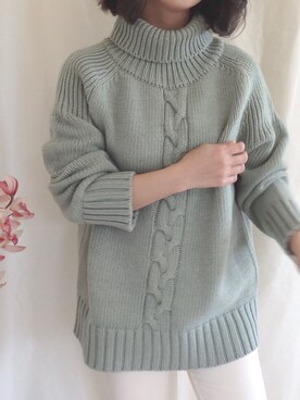 「ミントグリーン」｜「アイテム（ニット/セーター、その他）」を使った、favoriさん（レディース・155cm）の冬コーディネート