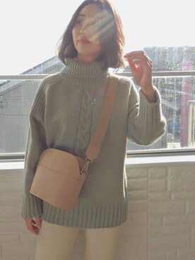 「ミントグリーン」｜「アイテム（ニット/セーター、その他）」を使った、favoriさん（レディース・155cm）の冬コーディネート