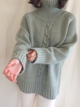 「ミントグリーン」｜「アイテム（ニット/セーター、その他）」を使った、favoriさん（レディース・155cm）の冬コーディネート