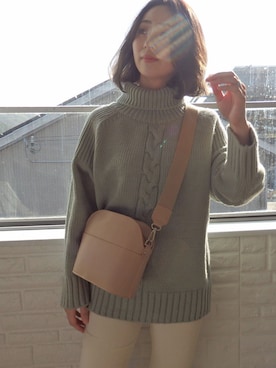 「ミントグリーン」｜「アイテム（ニット/セーター、その他）」を使った、favoriさん（レディース・155cm）の冬コーディネート