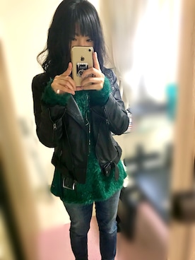 「ROGER AND RAW（ロジャーアンドロウ）のアイテム（ライダースジャケット）」を使った、ハルカさん（レディース・155cm）の秋コーディネート