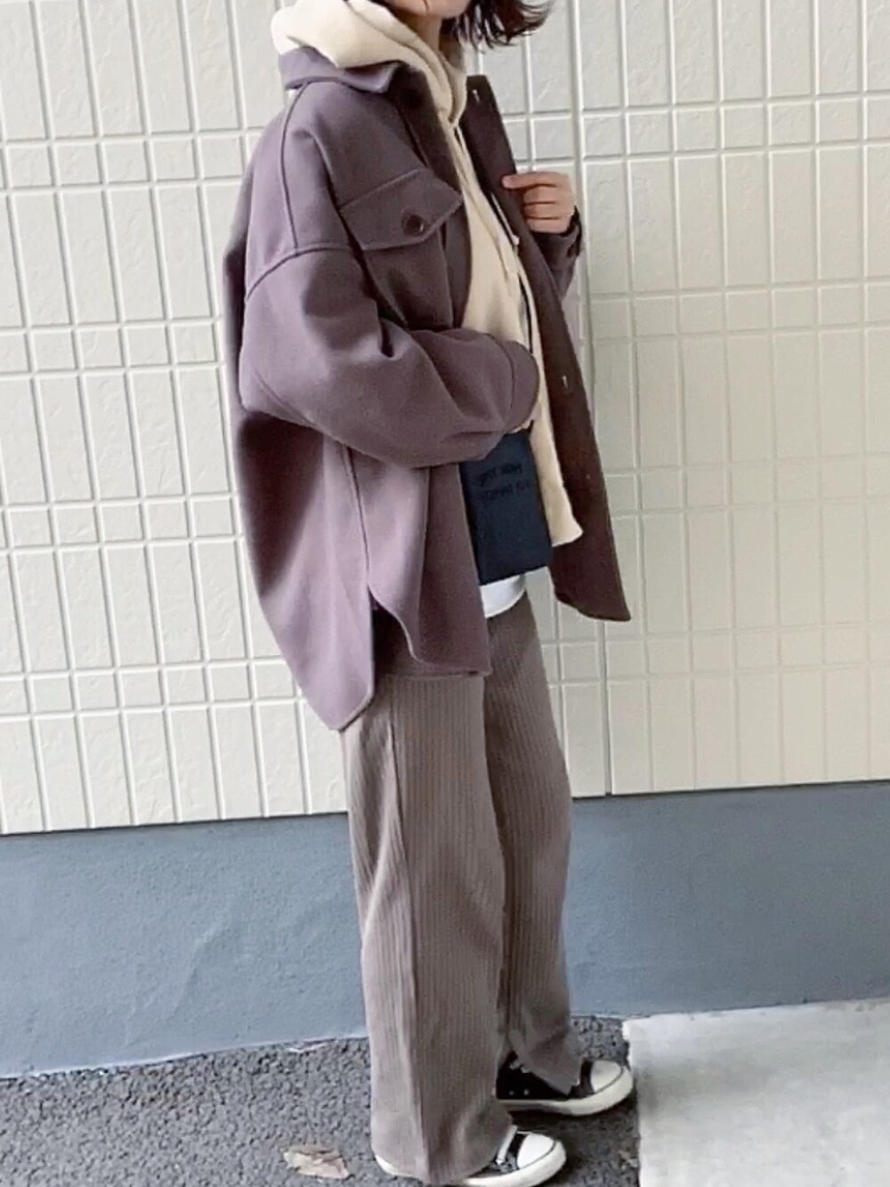 「シンプル、カジュアル、おしゃれさんと繋がりたい、プチプラ、ブラウンコーデ、ラフ、着回しコーデ、ジャケット、GU、UNIQLO」｜「Samansa Mos2のアイテム（ブルゾン、ブラウン系）」を使った、aiiさん（レディース・164cm）の冬コーディネートの1枚目の写真