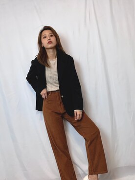 「Loob9ckのアイテム（ジャケット/アウター、ブラック系）」を使った、Loob9ckさん（レディース）の春コーディネート